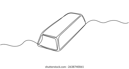 Golden bar or bullion continuous one line drawing vector illustration. Saving or storage of finances, money, capital, gold. Editable stroke