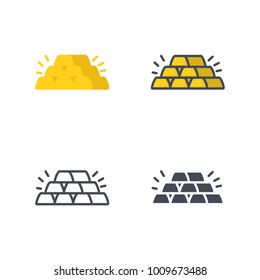 Golden Bar flat colored line silhouette