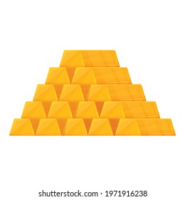 Golden bar pyramid icon. Cartoon of Golden bar pyramid vector icon for web design isolated on white background