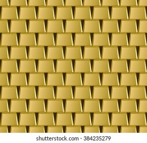 Golden bar stack seamless pattern. Vector illustration