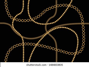 golden baroque chain design vector seamless pattern