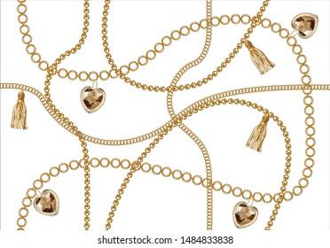 golden baroque chain design vector