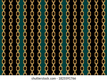 Golden baroque chain pattern on black background. EPS10 Illustration.