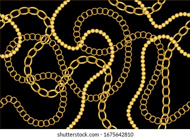 Golden baroque chains for fashion print.EPS10 Illustration.