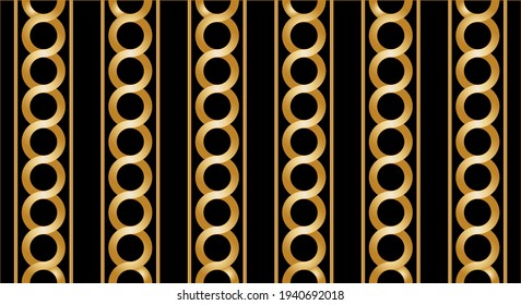 Golden baroque chains on a black background. EPS10 Illustration.