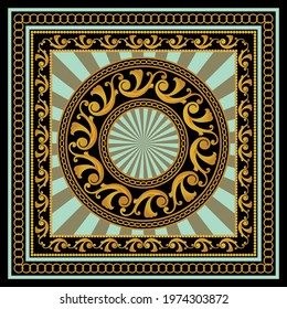 Golden baroque chains on a black background. EPS10 Illustration.