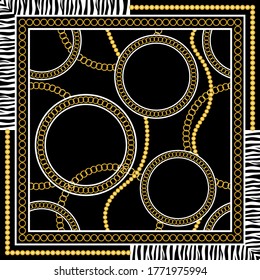 Golden Baroque Chains  Pattern.Vector design for Fashion Prints and Backgrounds.