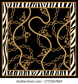 Golden Baroque Chains Pattern.Vector design for Fashion Prints and Backgrounds.