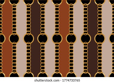 Golden Baroque Chains Pattern.Vector design for Fashion Prints and Backgrounds.
