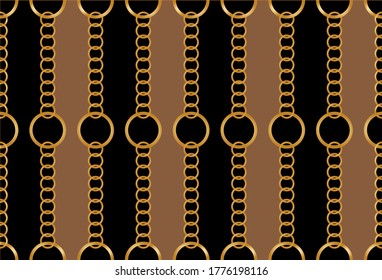 Golden Baroque Chains Pattern.Vector design for Fashion Prints and Backgrounds.