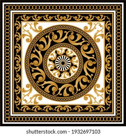 Élément baroque doré avec chaînes sur fond noir. Illustration EPS10.