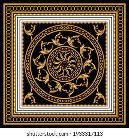 Golden baroque element with chains on a black background. EPS10 Illustration.