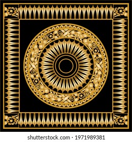 Golden baroque elements on a black background. EPS10 Illustration.