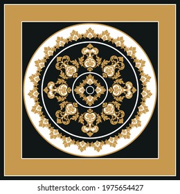 Golden baroque elements on a black background. EPS10 Illustration.