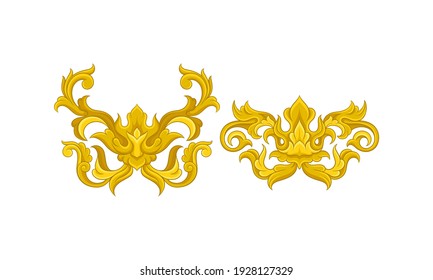 Golden Baroque Elements with Scroll and Swirl Vector Set