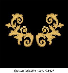 golden baroque floral design  vector