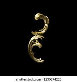 Golden Baroque floral elements vector