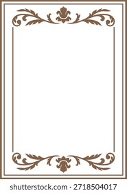 Um quadro barroco dourado, angular com redemoinhos e ornamentos. Modelo em branco vintage para convites, cartões-postais, menus e cartões de visita. Ilustração vetorial. Plano de fundo isolado.