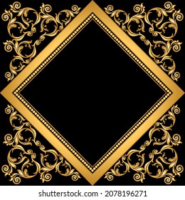 Golden Baroque Frame Pattern. Vector design for fashion prints and backgrounds.