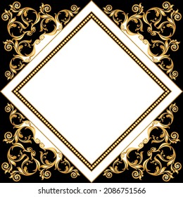 Golden baroque frame pattern. Vector design for fashion prints and backgrounds.