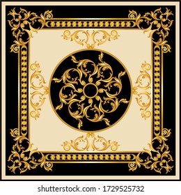 Golden Baroque Motif with Chains Pattern.Vector design for Fashion Prints and Backgrounds.