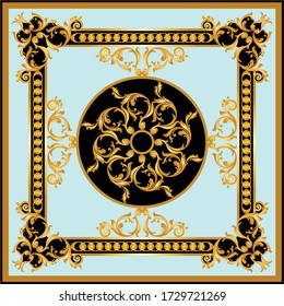 Golden Baroque Motif with Chains Pattern.Vector design for Fashion Prints and Backgrounds.
