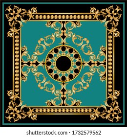 Golden Baroque Motif with Chains Pattern.Vector design for Fashion Prints and Backgrounds.