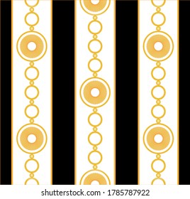 Golden Baroque Motif with Chains Pattern.Vector design for Fashion Prints and Backgrounds.