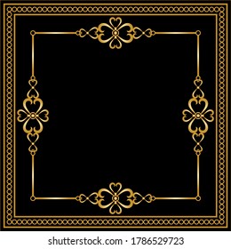 Golden Baroque Motif with Chains Pattern.Vector design for Greeting Card  and Backgrounds.