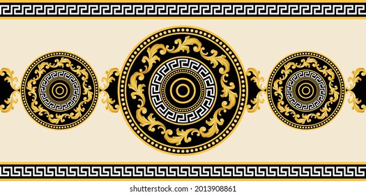 Golden baroque pattern with chain on a black background.EPS10 Illustration.