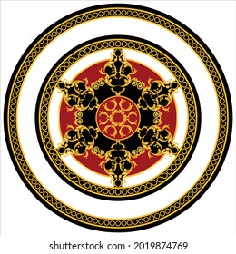 Goldenes Barockmuster mit Kette auf Weiß. Vektorgrafik.