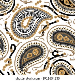  Golden baroque  pattern, ethnic paisley design, ornament