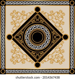 Patrón barroco dorado sobre negro. Ilustración EPS10.