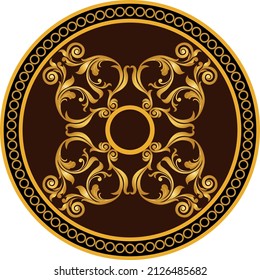 Patrón barroco dorado sobre marrón. Ilustración vectorial.