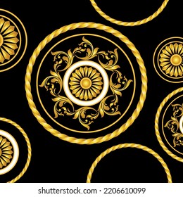 Golden baroque pattern. Vector Illustration.