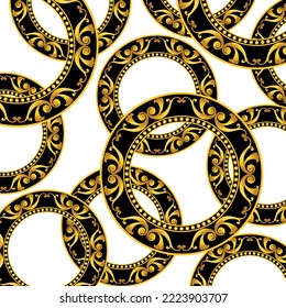 Golden baroque pattern. Vector Illustration.