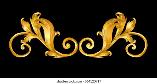 Golden Baroque Style Frame Scroll