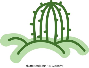 Golden barrel cactus, illustration, vector on a white background.