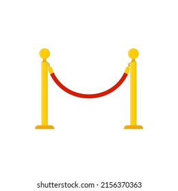 Golden barricade with red rope. Vector illustration.