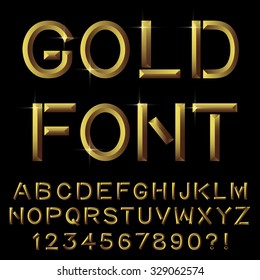 Golden bars alphabet. Vector eps10.