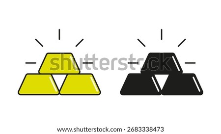 Golden bars in flat style isolated on a white background. Two golden bar on a white background