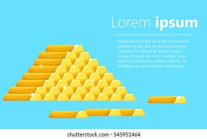 Golden bars icon in cartoon style isolated on blue background stock vector illustration.