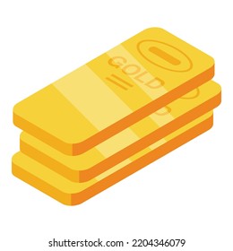 Golden bars icon. Isometric of golden bars vector icon for web design isolated on white background