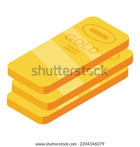 Golden bars icon. Isometric of golden bars vector icon for web design isolated on white background