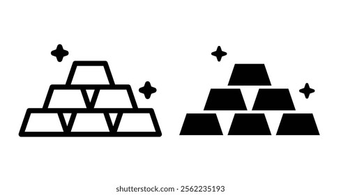 Golden bars Icons pack in outlined and flat versions
