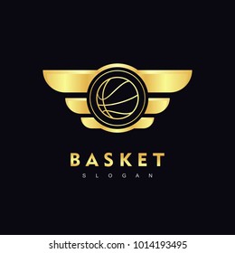 Golden Basketball Team Logo, Winner Champion Design
