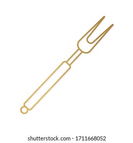 goldenes Grillgerichte mit Fleischspitzensymbol - Vektorillustration
