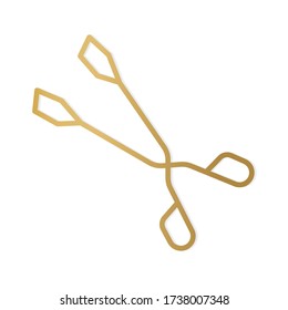 golden BBQ grill tongs icon- vector illustration