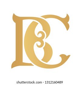 Golden Bc Monogram Isolated White Stock Vector (Royalty Free ...