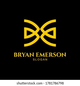 Golden BE B E Monogram Line Logo